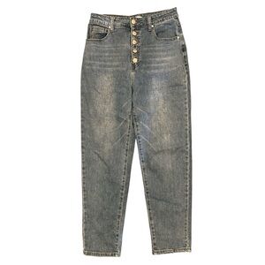 ABOUND SZ 28 Light Wash Mom button fly stretch high rise taper leg Jean